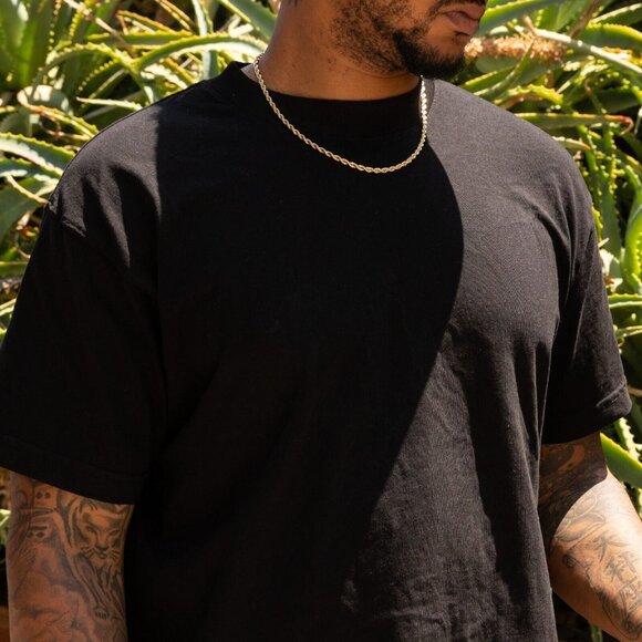 Solid Yellow Gold Plated 316 Stainless Steel 4MM Twist Rope Chain Necklace - Picture 4 of 6